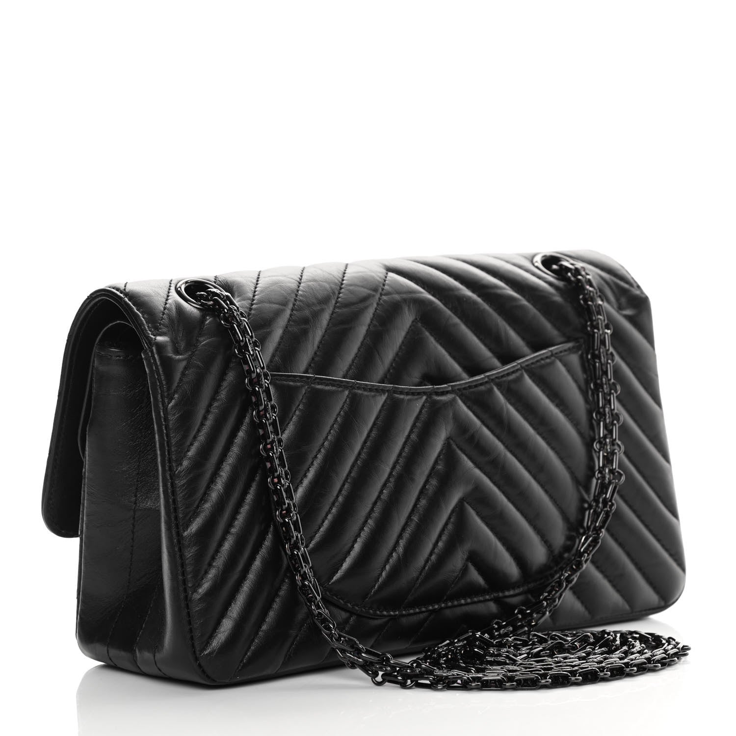 Chanel Aged Calfskin Chevron Quilted 2.55 Reissue 225 Flap So Black 3 of 14