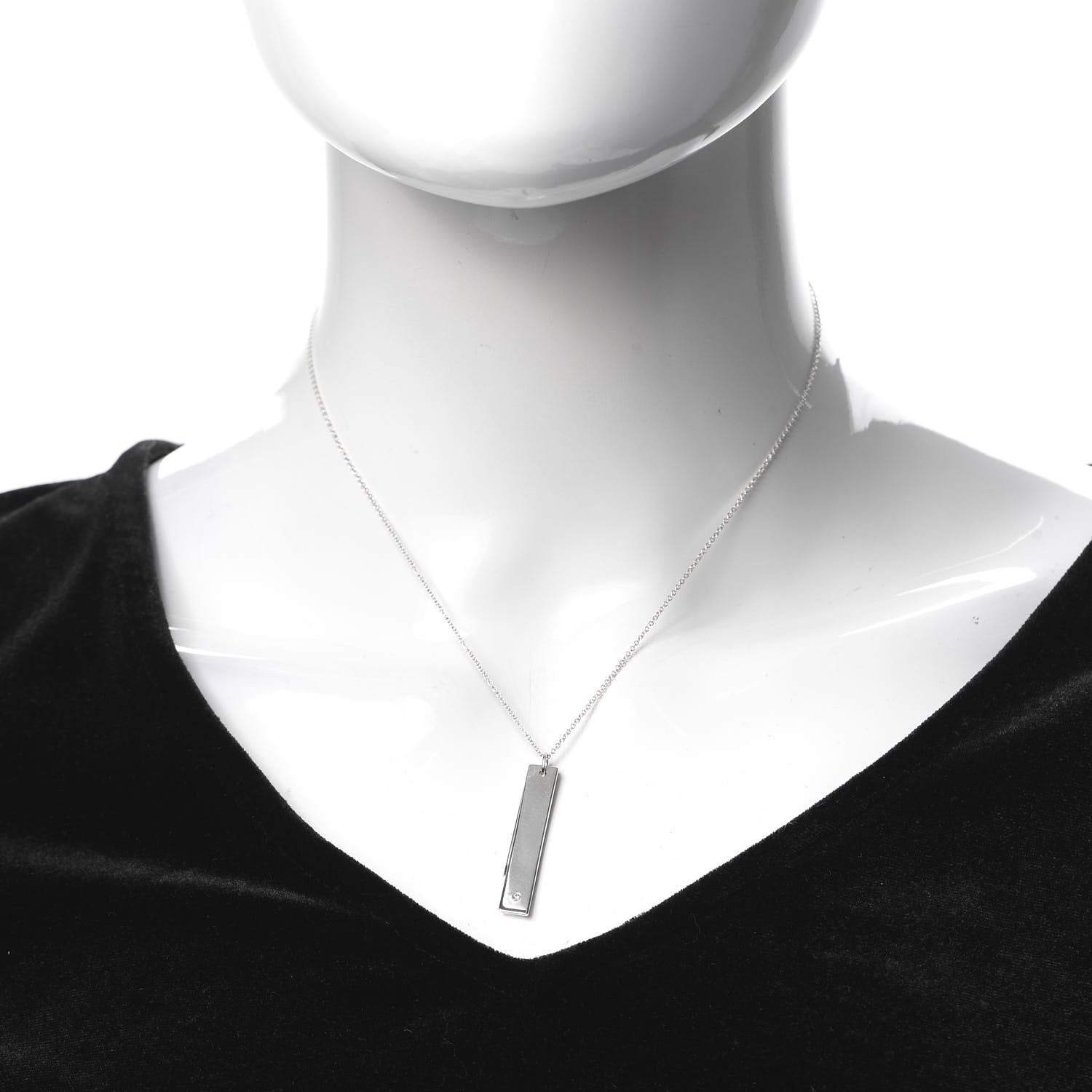 Tiffany Sterling Silver Diamond Paloma Picasso Loving Heart Bar Pendant Necklace 2 of 6