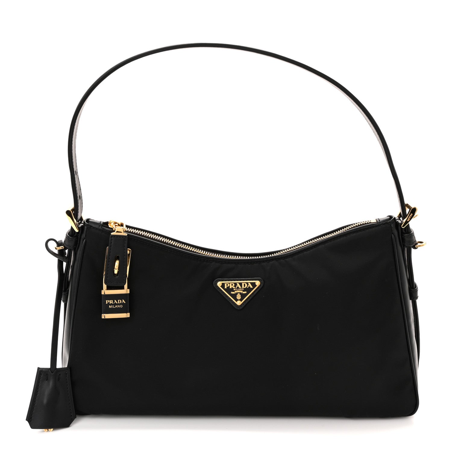 Prada Re-Nylon Vitello Large Aimee Shoulder Bag Black 1 of 10