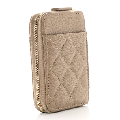 Chanel Caviar Quilted Zip Card Holder Beige 3 of 8