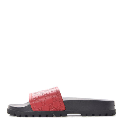 Gucci Guccissima Signature Mens Lug Sole Slide Sandals 13 Hibiscus Red 1 of 8