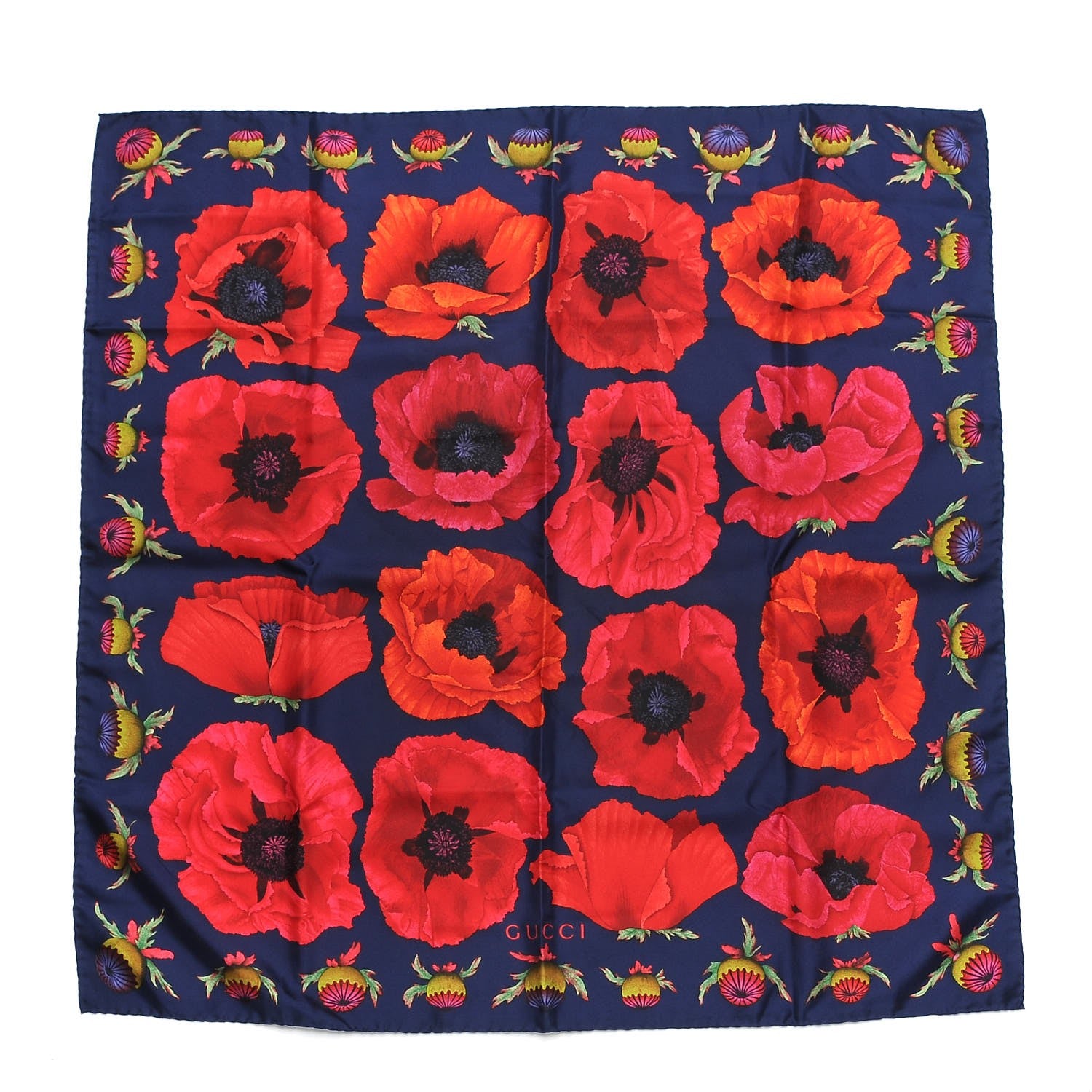Gucci Silk Poppy Scarf Multi 1 of 4