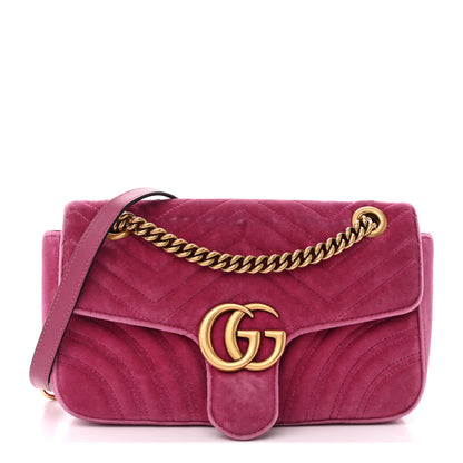 Gucci Velvet Matelasse Small GG Marmont Shoulder Bag Light Raspberry Rose 1 of 13