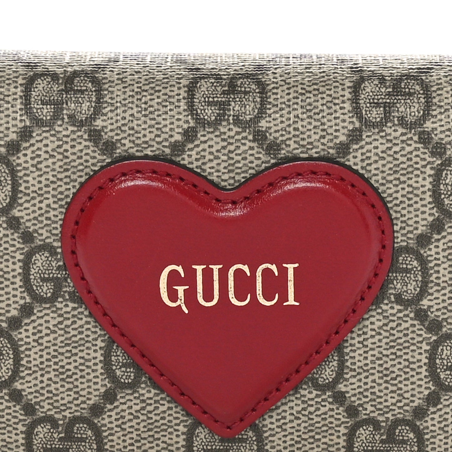 GG Supreme Monogram Script Logo Heart Card Case New Cherry Red Beige New Acero