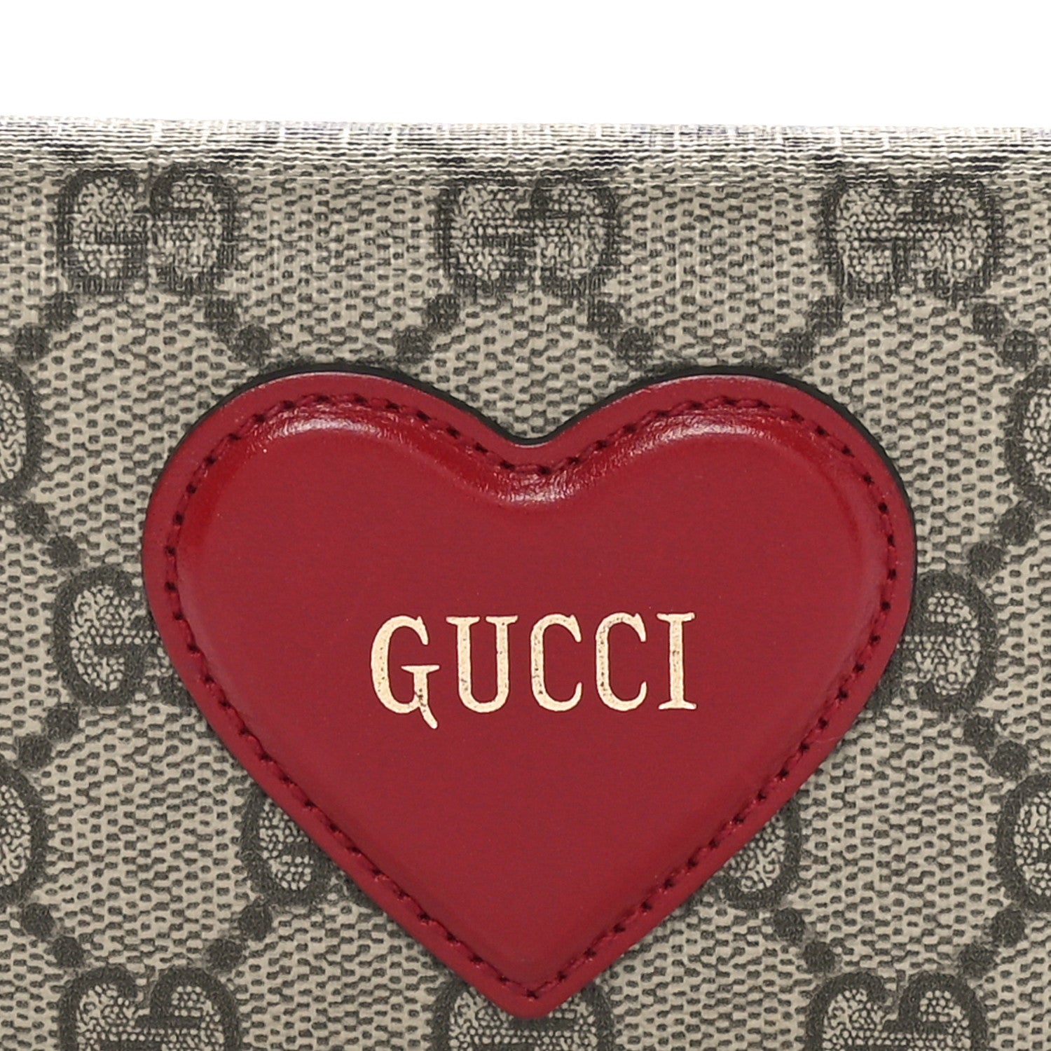 Gucci GG Supreme Monogram Script Logo Heart Card Case New Cherry Red Beige New Acero 8 of 11