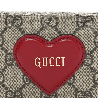 Gucci GG Supreme Monogram Script Logo Heart Card Case New Cherry Red Beige New Acero 8 of 11