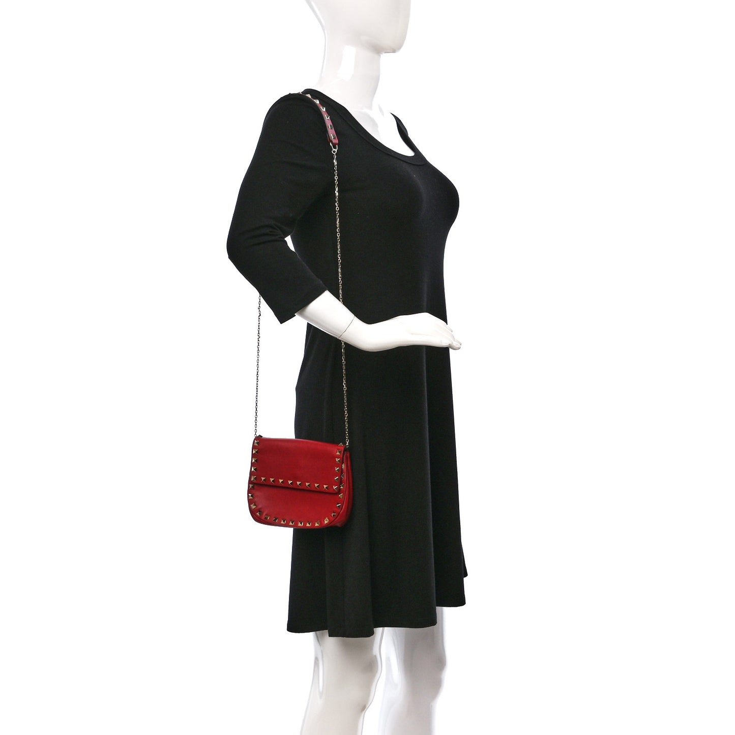 Vitello Mini Rockstud Crossbody Saddle Bag Red