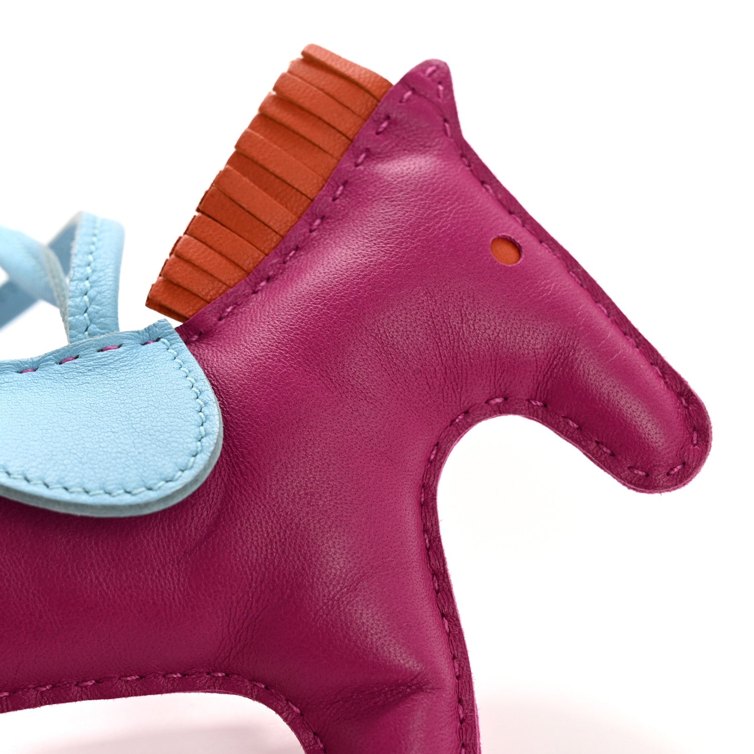 Hermes Milo Lambskin Grigri Rodeo Horse Bag Charm MM Rose Pourpre Cornaline Celeste Rose Pourpre 4 of 4