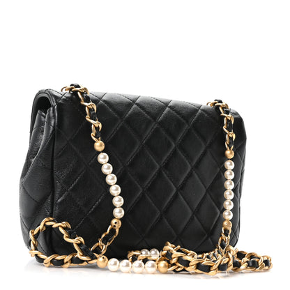 Chanel Glazed Calfskin Quilted Pearl Side Flap Black 3 of 10