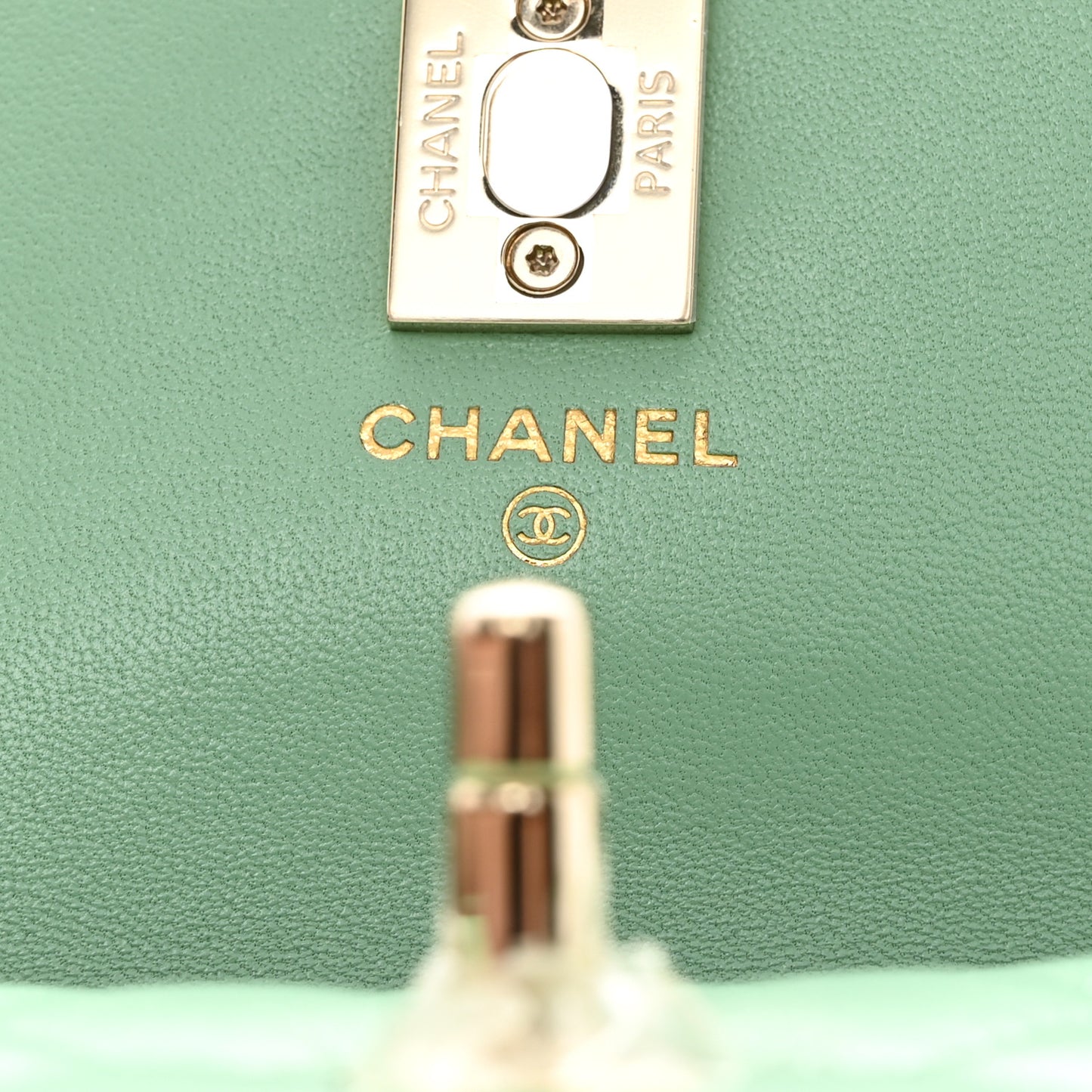 Lambskin Quilted Pearl Top Handle Clutch With Chain Light Green