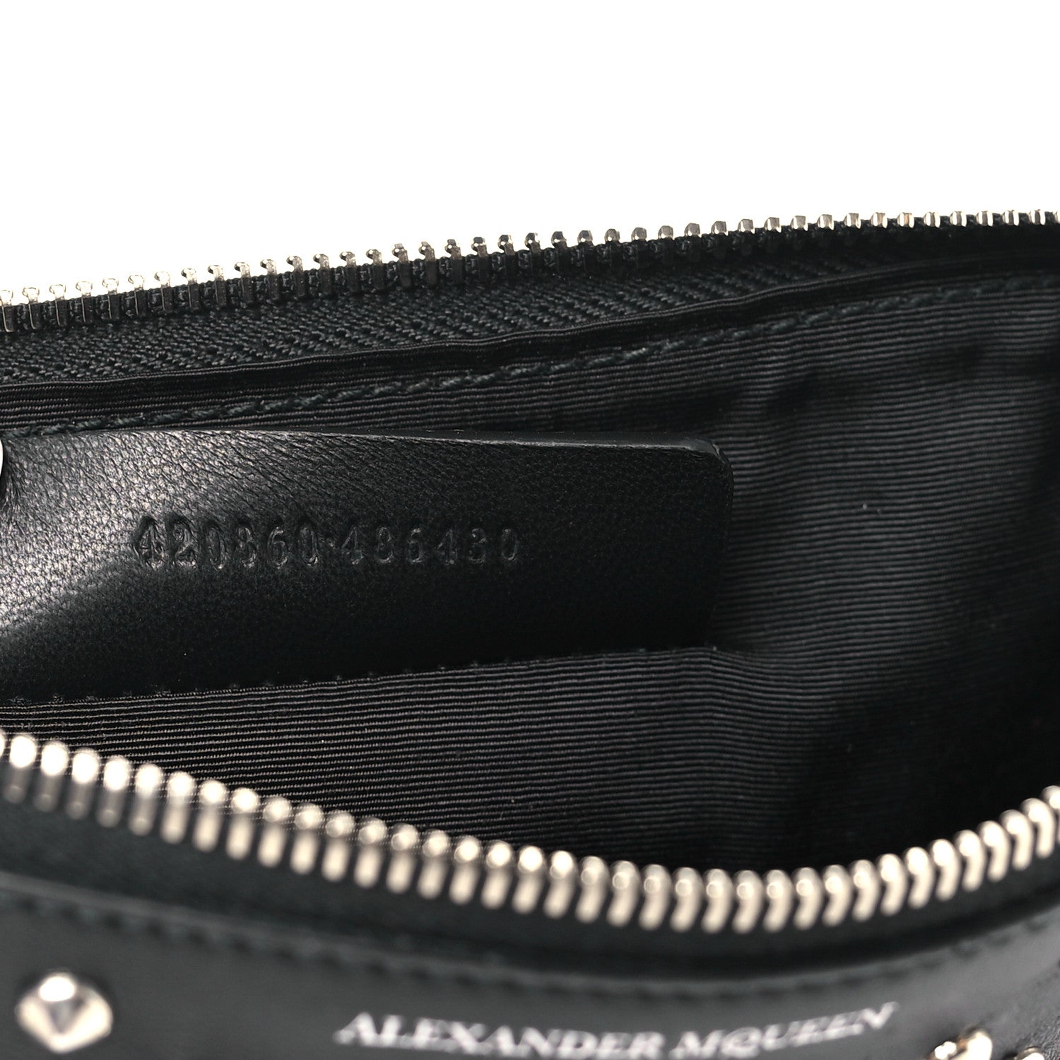Alexander McQueen Calfskin Studded Skull Zip Pouch Black 7 of 9