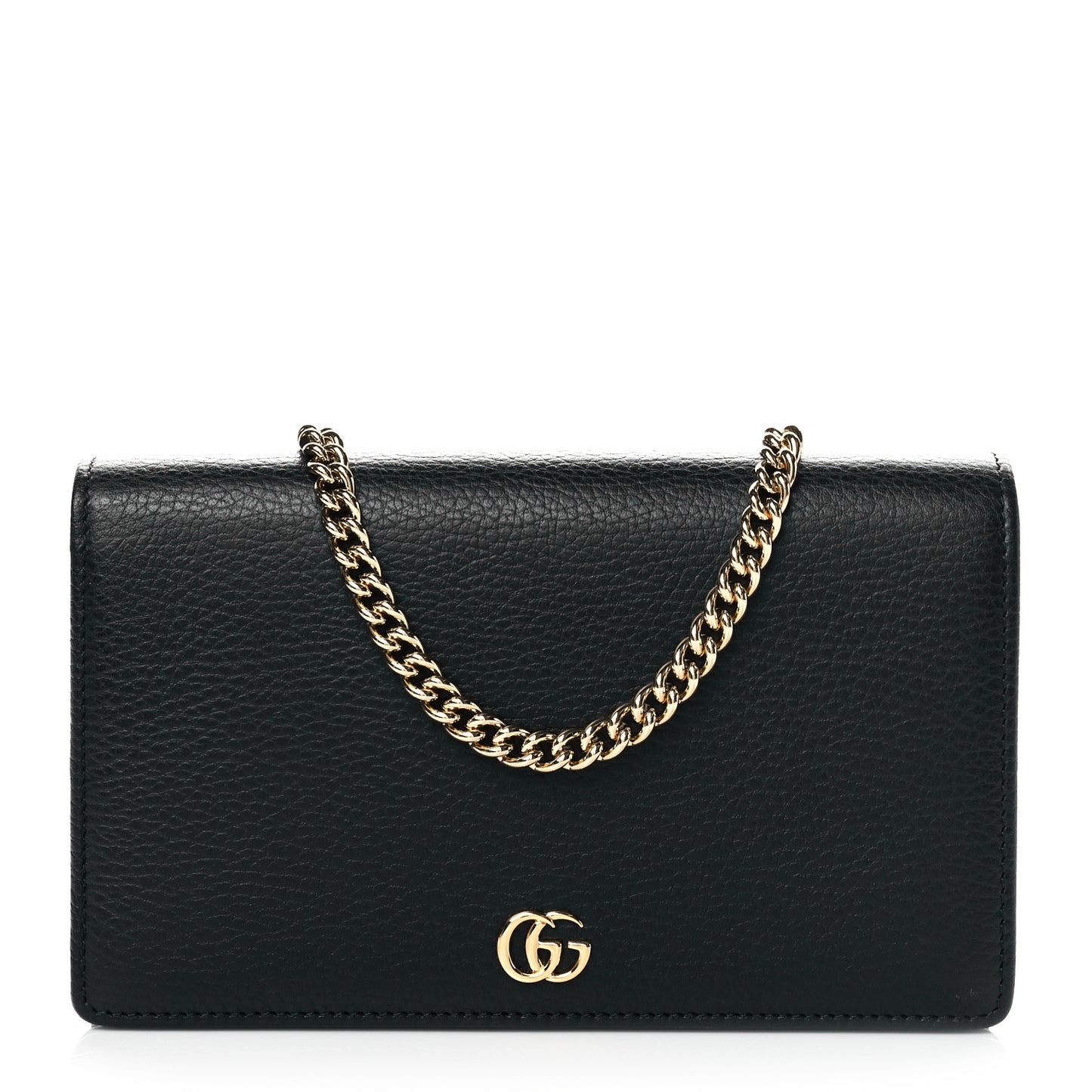 Calfskin Mini GG Marmont Chain Wallet Black
