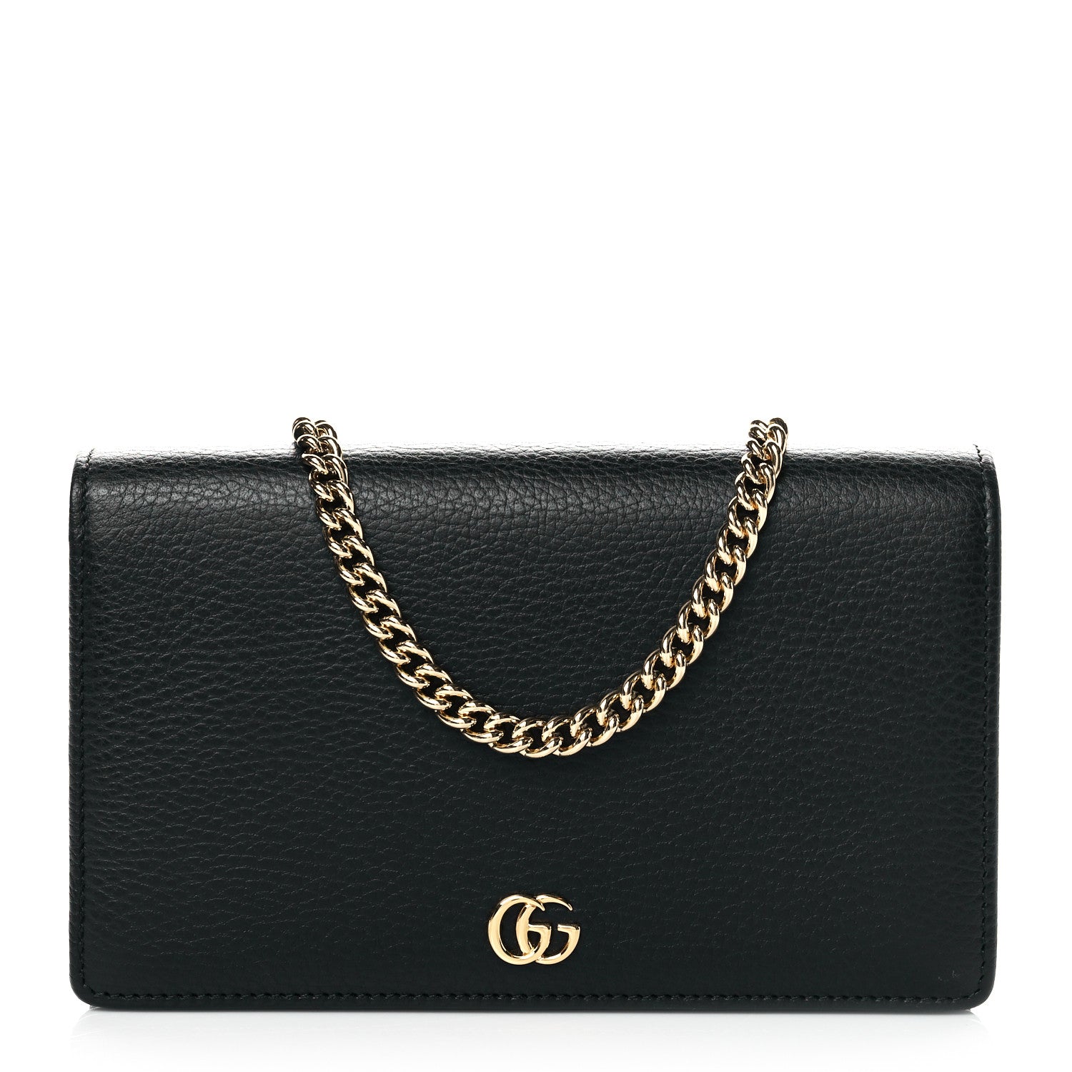 Gucci Calfskin Mini GG Marmont Chain Wallet Black 1 of 9
