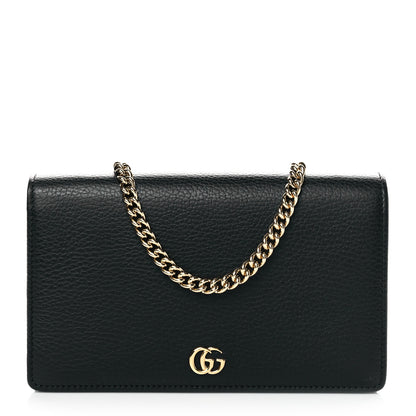 Gucci Calfskin Mini GG Marmont Chain Wallet Black 1 of 9