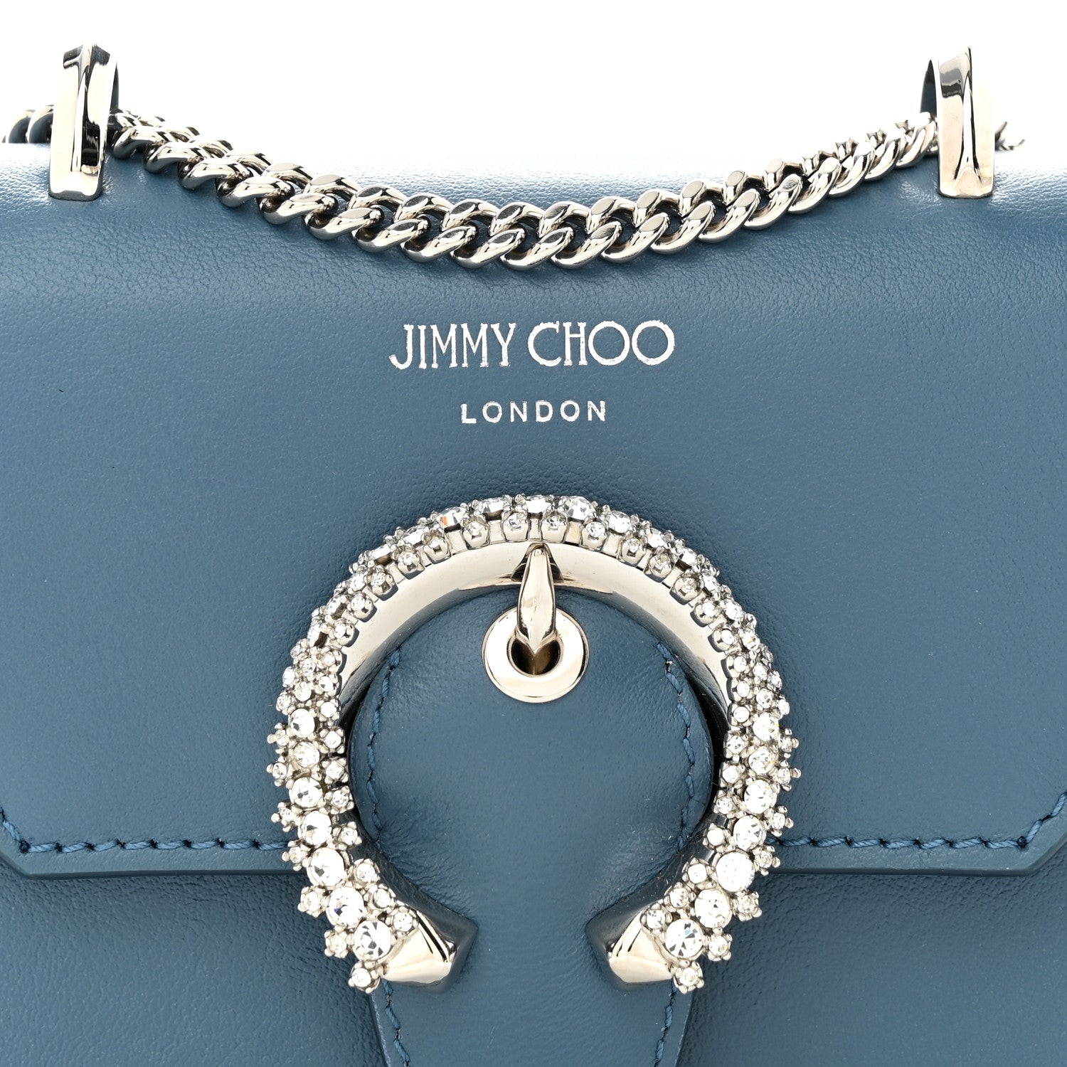 Jimmy Choo Smooth Calfskin Mini Paris Crossbody Butterfly Blue Silver 8 of 11