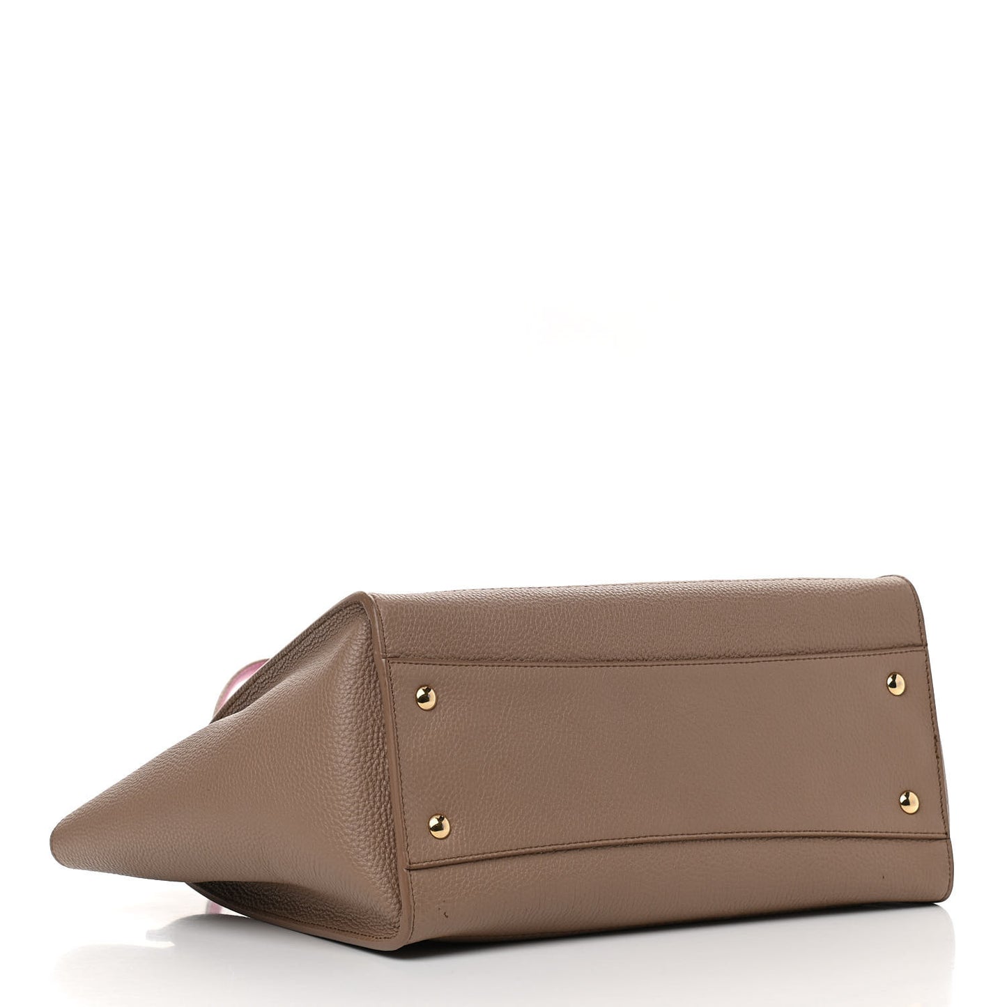 Grained Calfskin Double Handle Medium Amy Tote Beige Pink