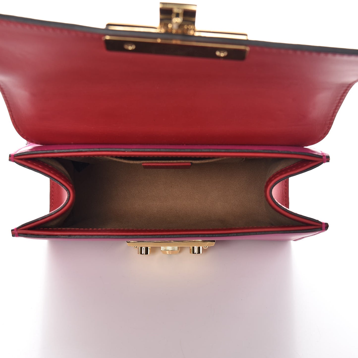 Calfskin Small Padlock Shoulder Bag New Rosette Hibiscus Red