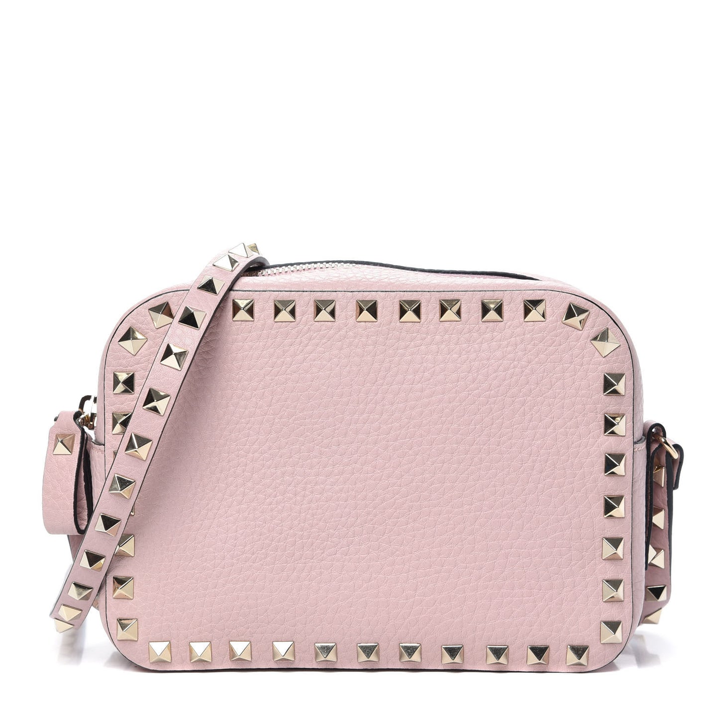 Pebbled Calfskin Rockstud Camera Crossbody Bag Cipria