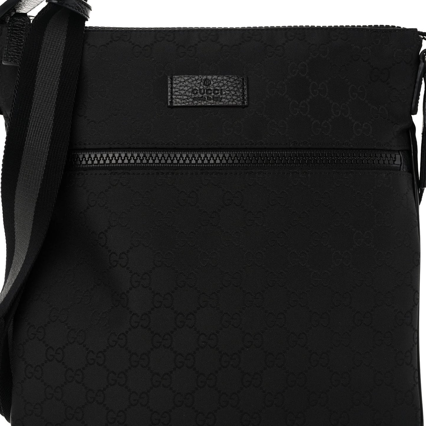 Nylon Monogram Medium Flat Messenger Bag Black
