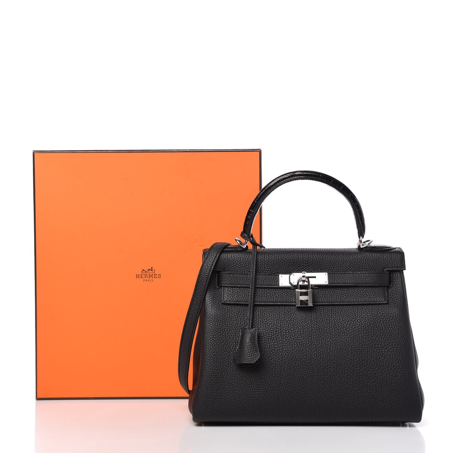 Togo Matte Alligator Kelly Retourne Touch 28 Black
