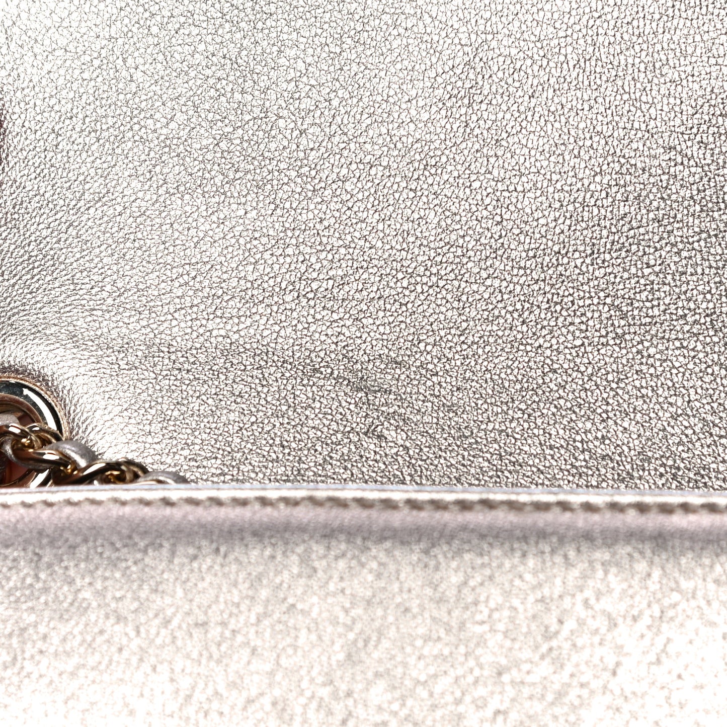 Metallic Lambskin Quilted Mini Camellia Flap Silver Gold