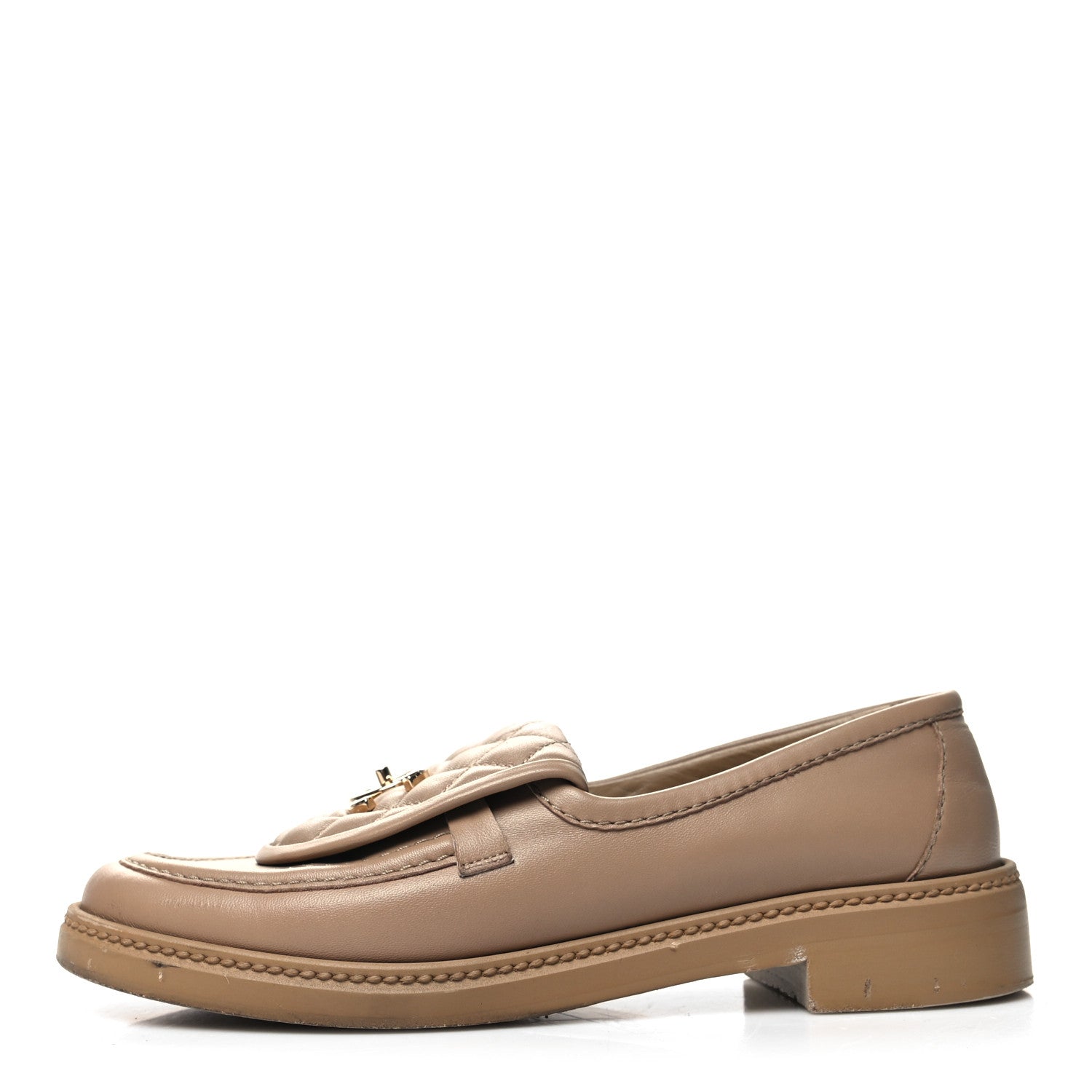 Chanel Lambskin Quilted CC Turnlock Loafers 38.5 Beige 1 of 9