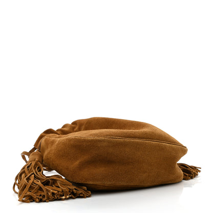 Saint Laurent Suede Calfskin Fringe Bucket Light Ochre 3 of 9
