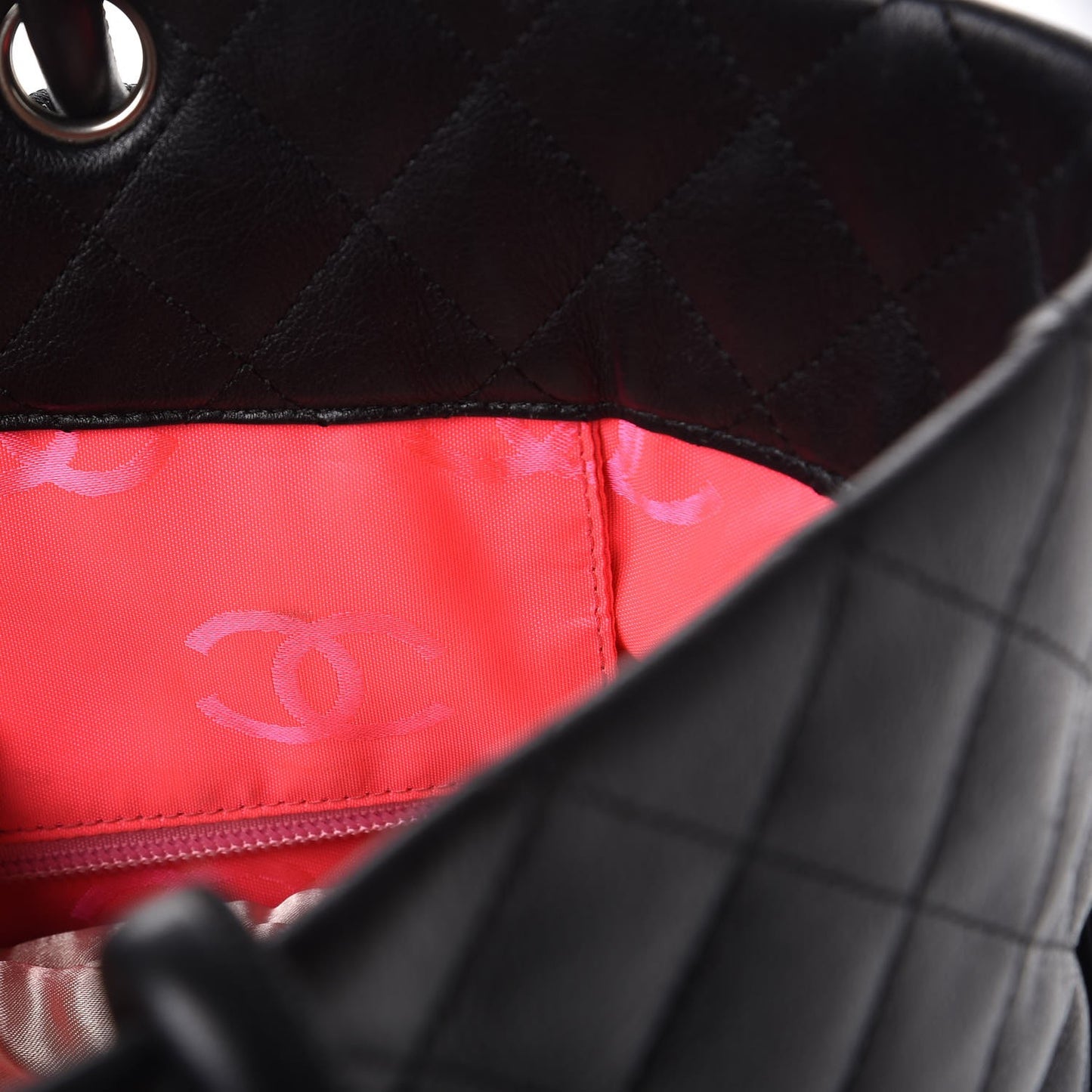 Calfskin Quilted Large Cambon Tote Black