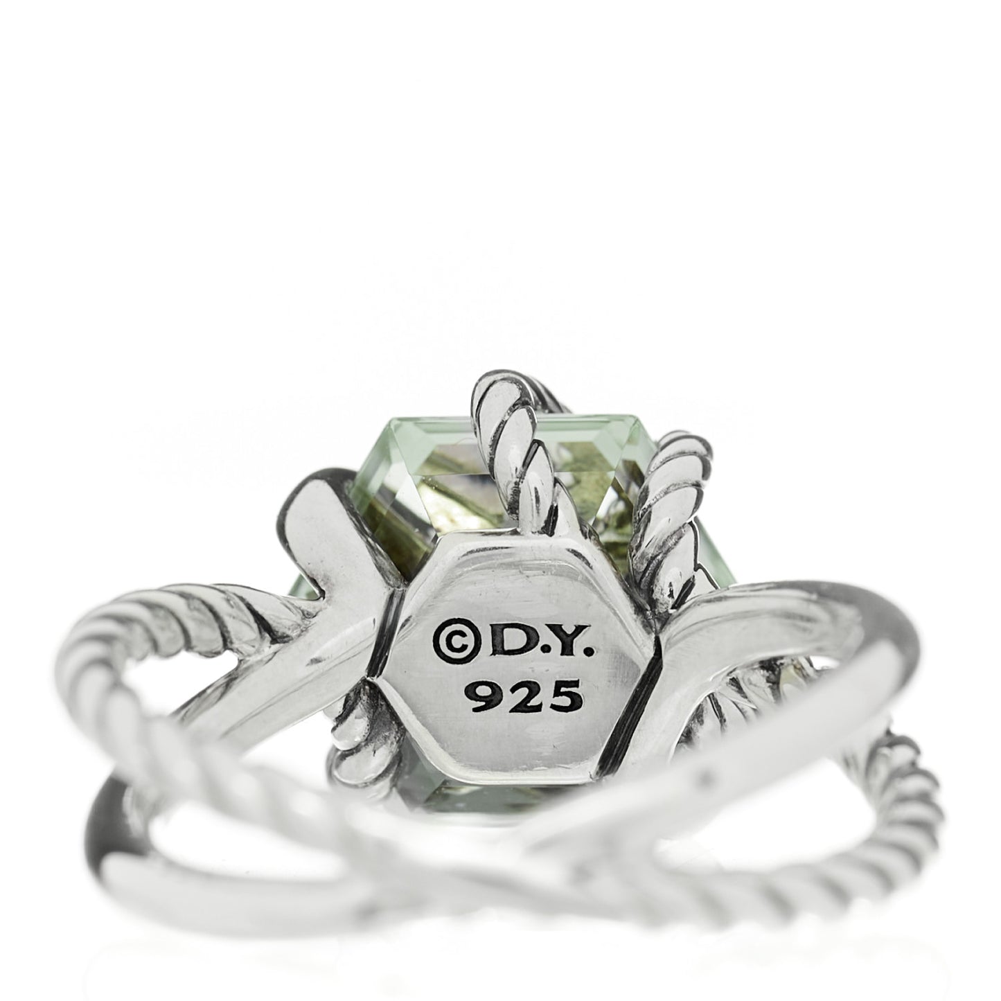 Sterling Silver Diamond Prasiolite 10mm Cable Wrap Ring 50 5.25