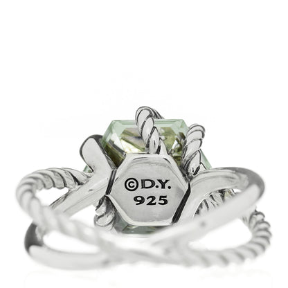 David Yurman Sterling Silver Diamond Prasiolite 10mm Cable Wrap Ring 50 5.25 5 of 5