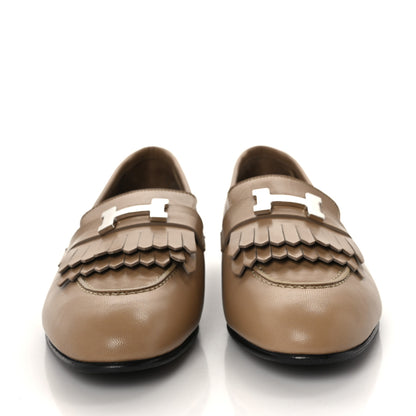 Hermes Goatskin Womens Royal Loafers 39 Beige Argile 2 of 8