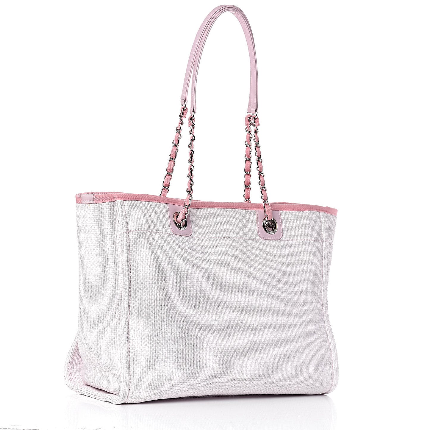 Woven Straw Raffia Small Deauville Tote Pink