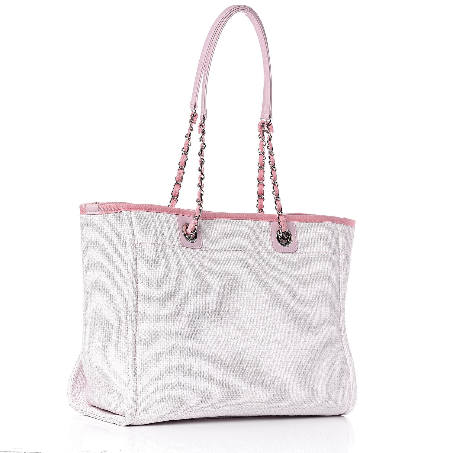Chanel Woven Straw Raffia Small Deauville Tote Pink 3 of 15