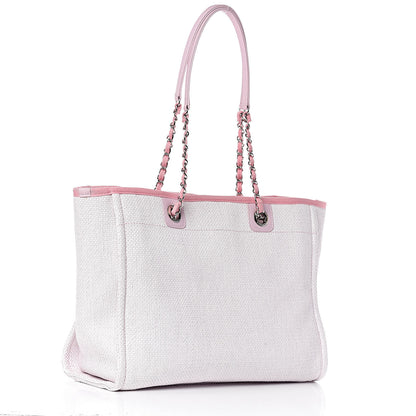 Chanel Woven Straw Raffia Small Deauville Tote Pink 3 of 15