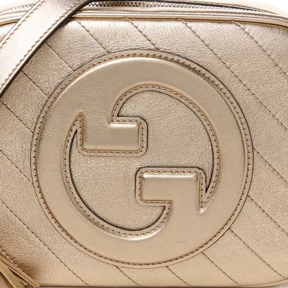 Gucci Metallic Sakai Be Green Calfskin Diagonal Stitched Small Blondie Shoulder Bag Golden Beige 9 of 12