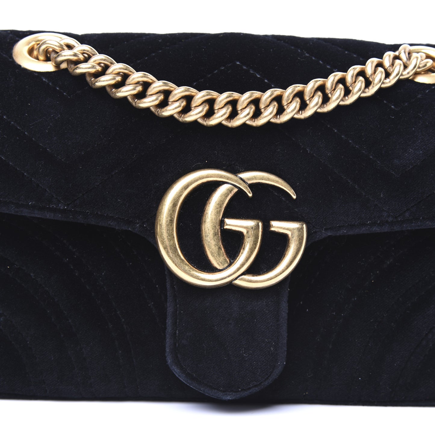 Velvet Matelasse Mini GG Marmont Shoulder Bag Black
