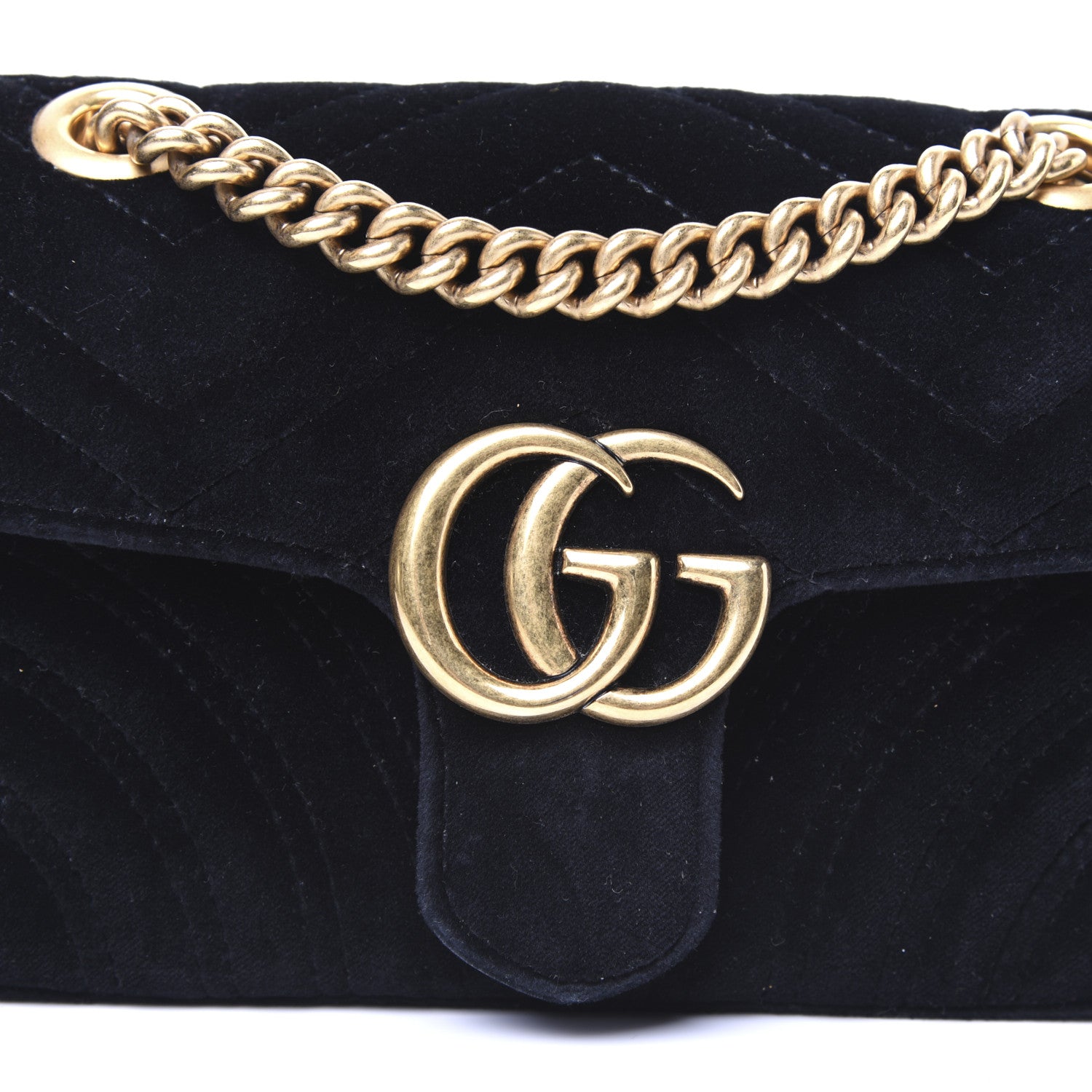 Gucci Velvet Matelasse Mini GG Marmont Shoulder Bag Black 9 of 14