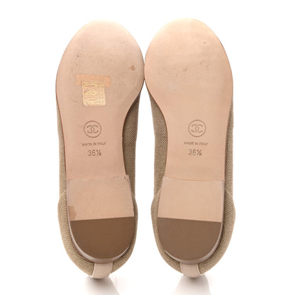 Chanel Fabric Patent CC Cap Toe Ballerina Flats 36.5 Beige 5 of 8