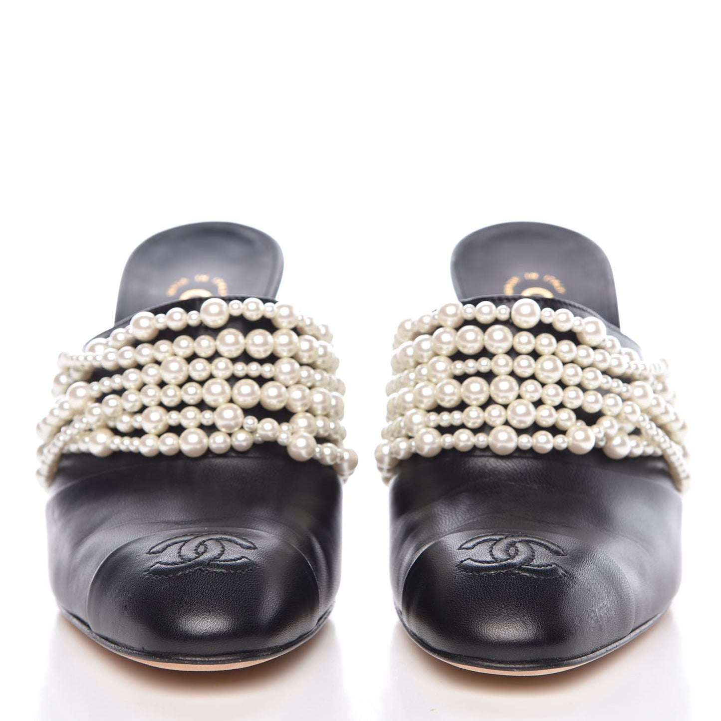 Lambskin CC Pearl Mule 37.5 Black