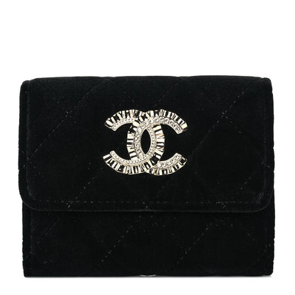 Chanel Velvet Quilted Flap Card Holder Black 1 of 10