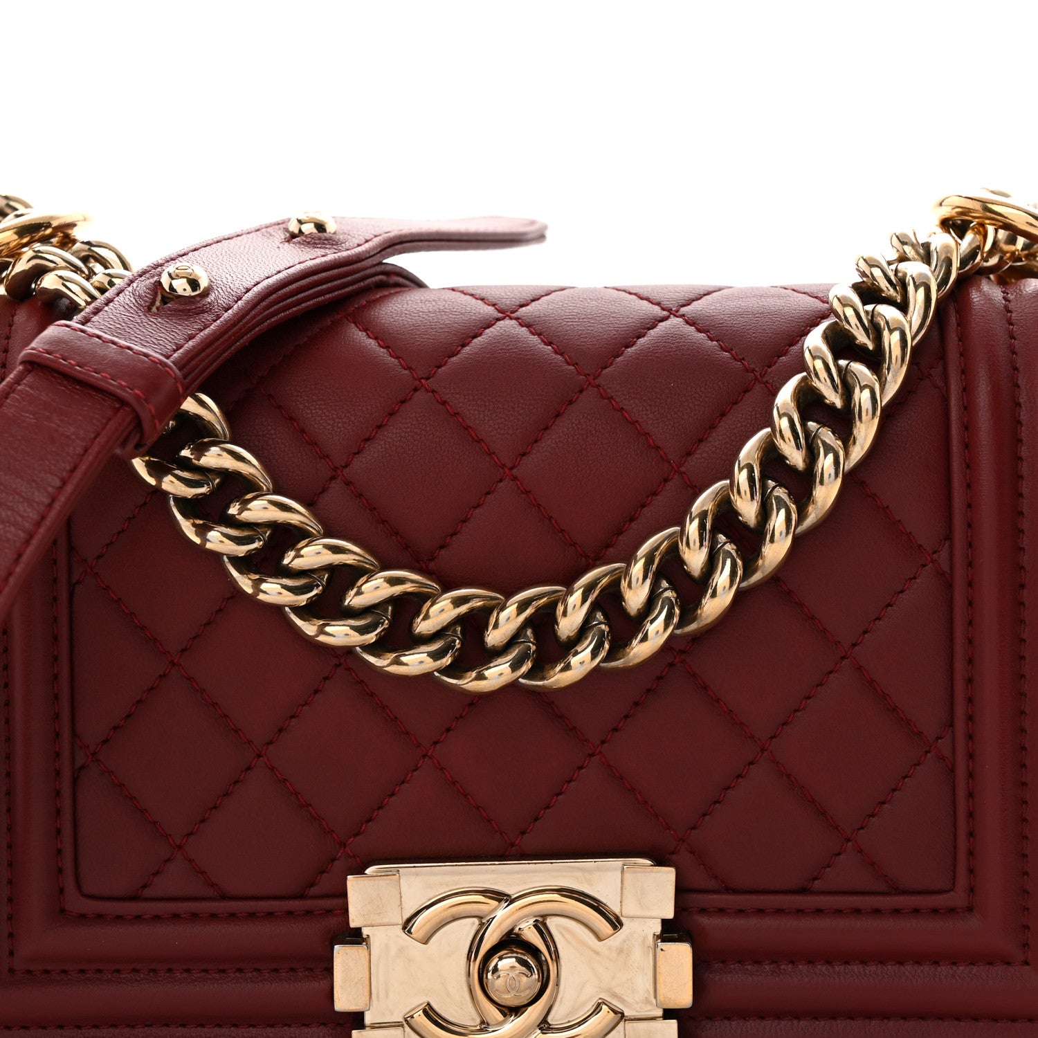 Chanel Lambskin Quilted Small Boy Flap Burgundy 8 of 12