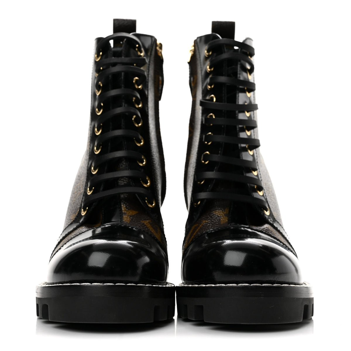 Patent Calfskin Monogram Star Trail Ankle Boots 36 Black