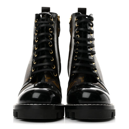 Louis Vuitton Patent Calfskin Monogram Star Trail Ankle Boots 36 Black 3 of 11