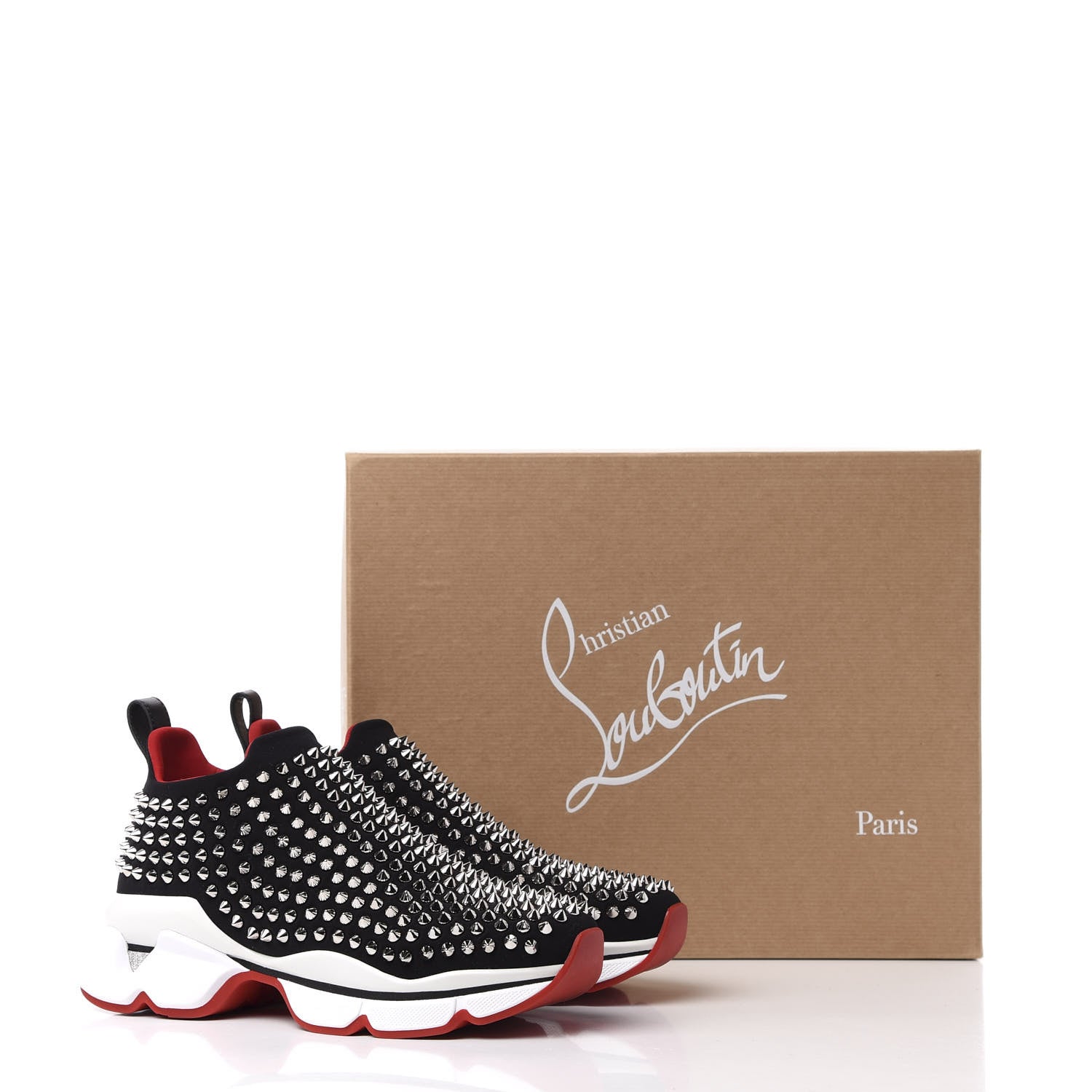 Christian Louboutin Neoprene Spike Sock Donna Flat Sneakers 36.5 Black White 11 of 11