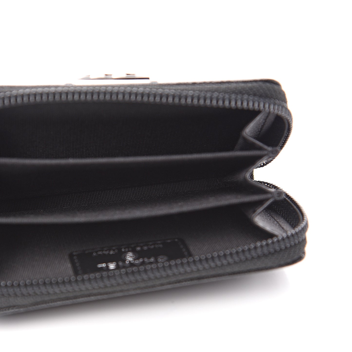 Caviar Quilted Boy Zip Around Coin Purse Wallet Black