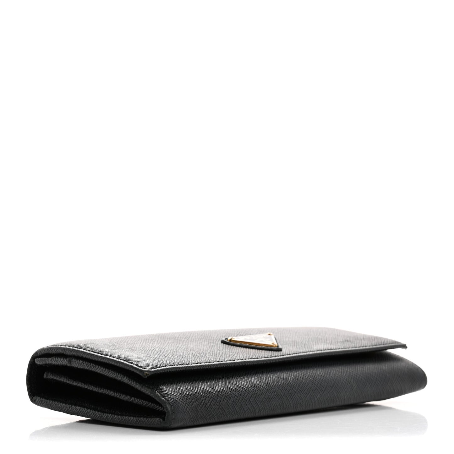 Saffiano Triangle Logo Continental Flap Travel Wallet Black
