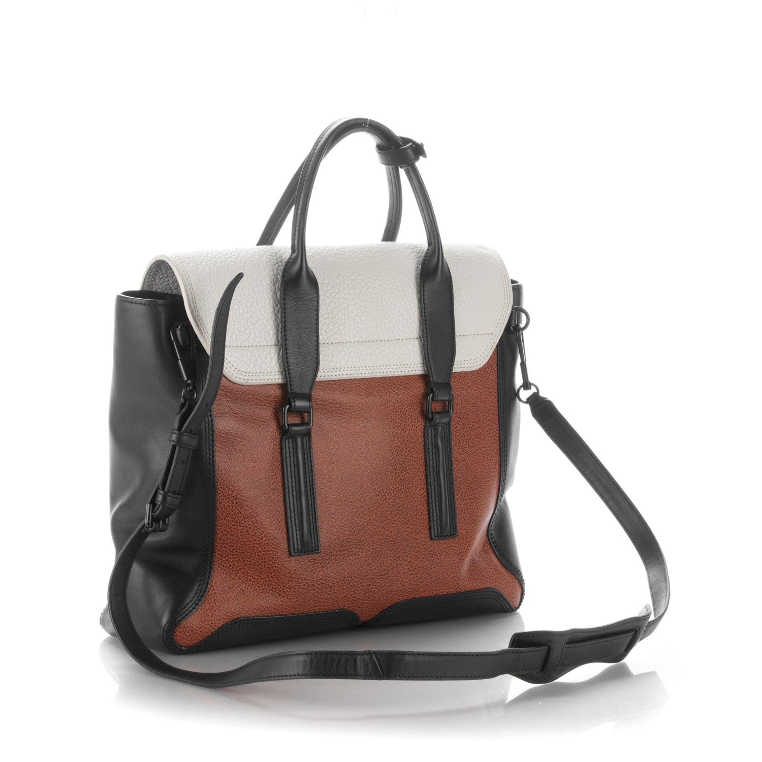 3.1 Phillip Lim 3.1 Textured Calfskin Large Colorblock Pashli Satchel Copper 3 of 8