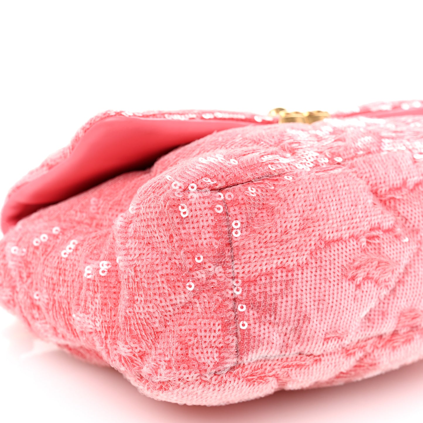 Sequin Quilted Medium Chanel 19 Flap Coral