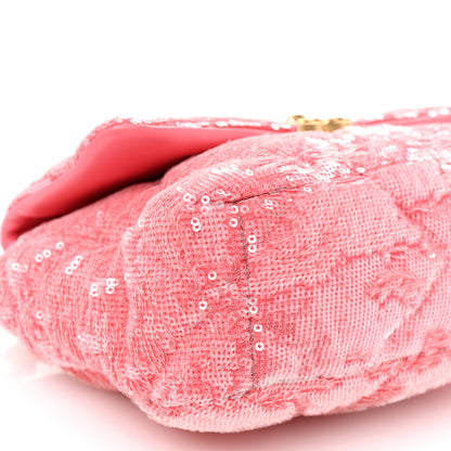 Chanel Sequin Quilted Medium Chanel 19 Flap Coral 9 of 11