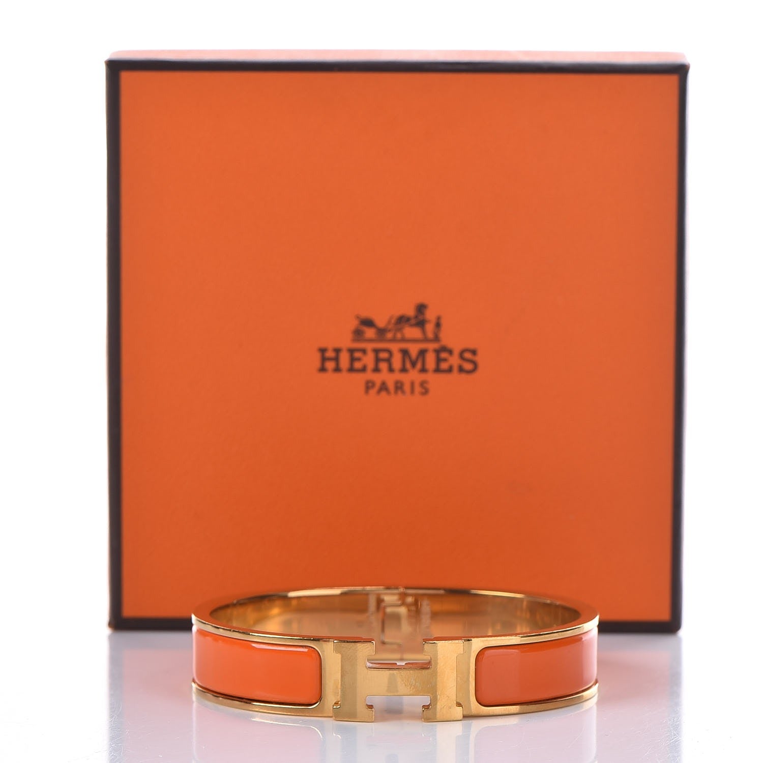 Hermes Enamel Narrow Clic Clac H Bracelet PM Orange 5 of 5
